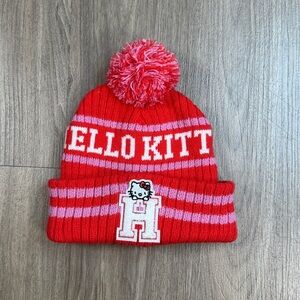 Hello Kitty Red and Pink Striped Beanie